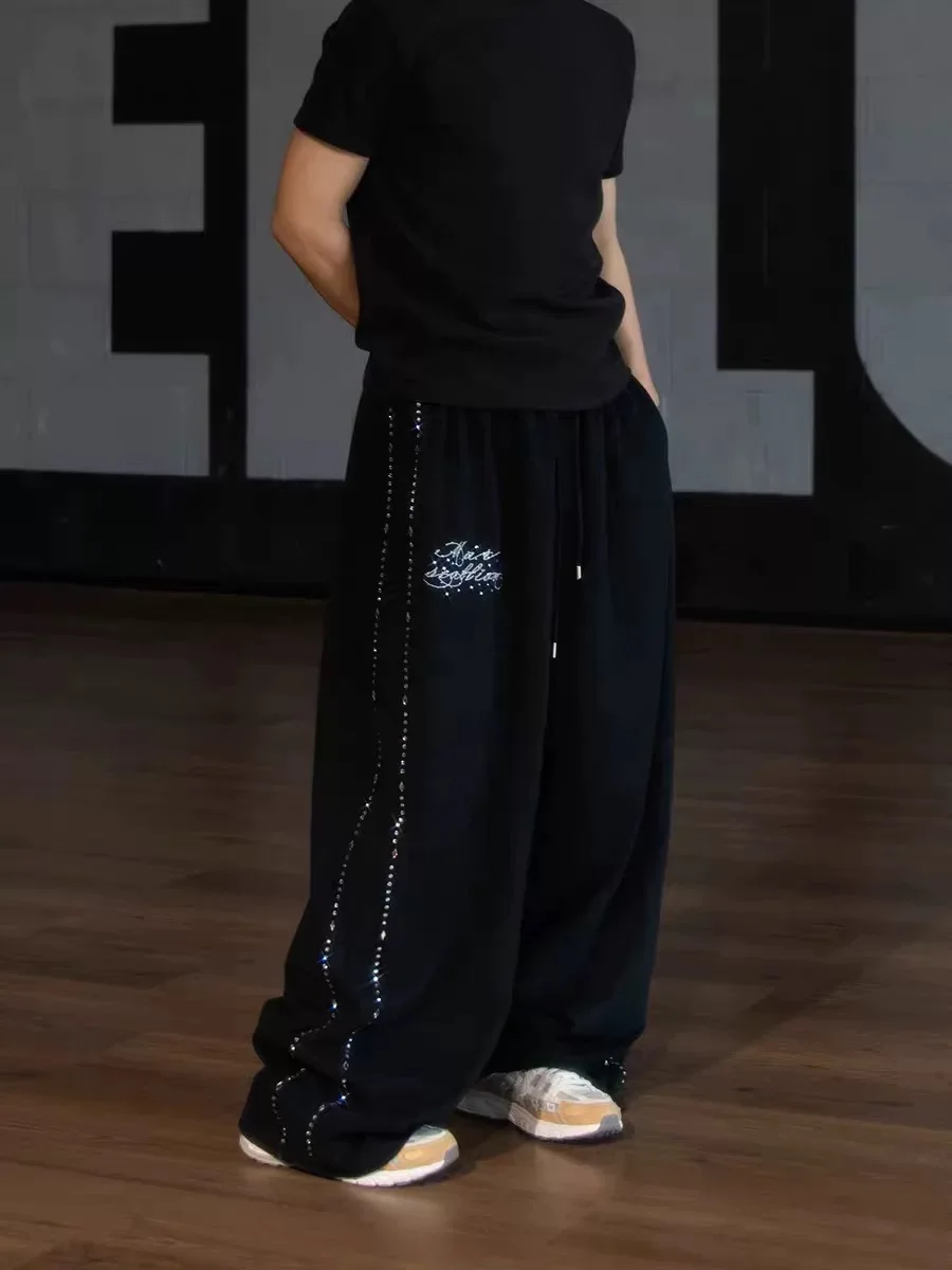 

American Hip Hop Loose Slimming Wide Leg Pants Women's Jazz Street Dance Casual Sports Dancing Long Trousers High Waist Elast...