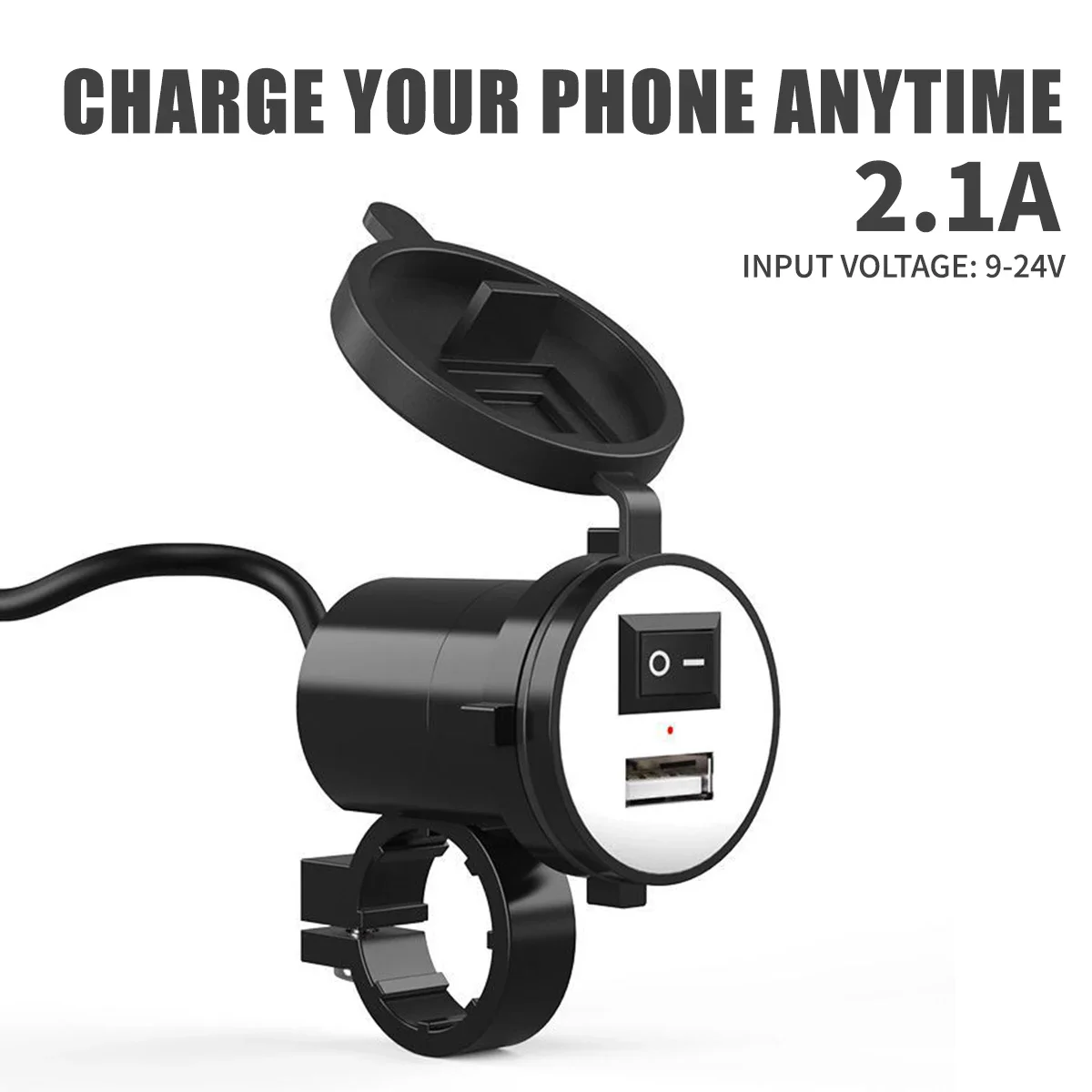 

12V 24V Motorcycle Power Supply Adapter QC3.0 USB Fast Charger with Switch Motorcycle Handlebar Installation Phone Charging