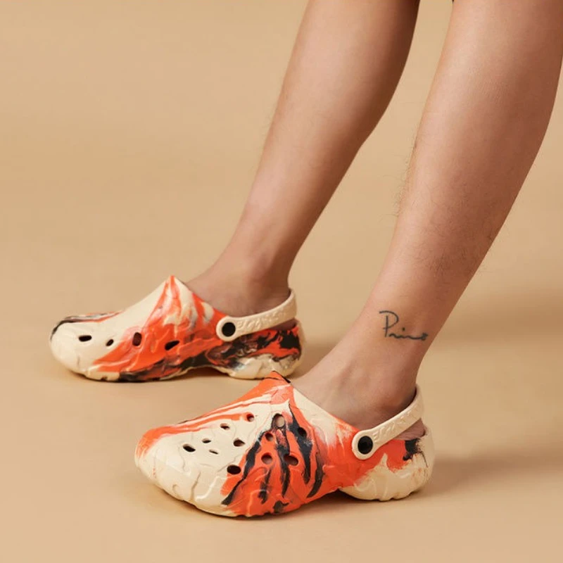 

Mixed Color Men's Shoe Beach Platform Male Hole Slipper Designer Luxury Elegant Comfortable Original Fun 2025 Fashion Y2k Slides