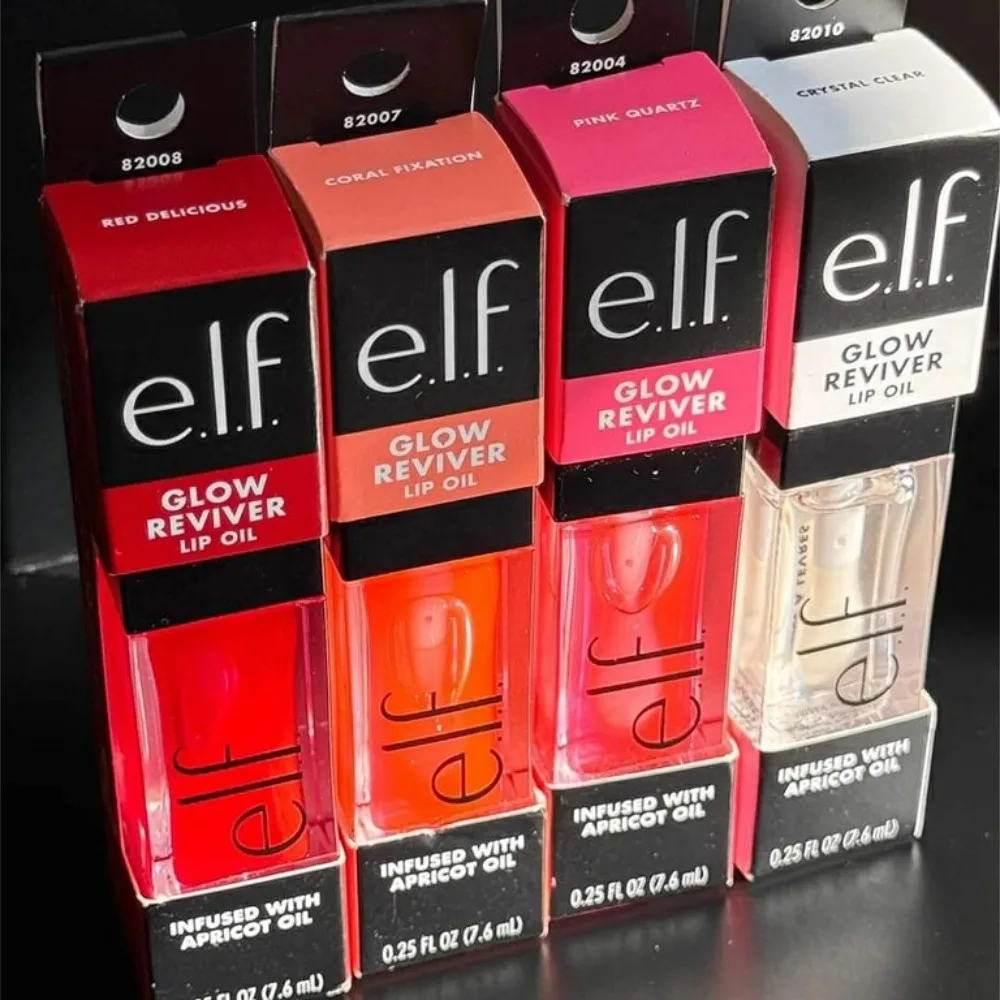 Original e.l.f. Glow Reviver Lip Oil Hydrating Mirror-Shine Formula Nourishes Plumps Lip Pink Pop Color Honey Talks Lip Gloss