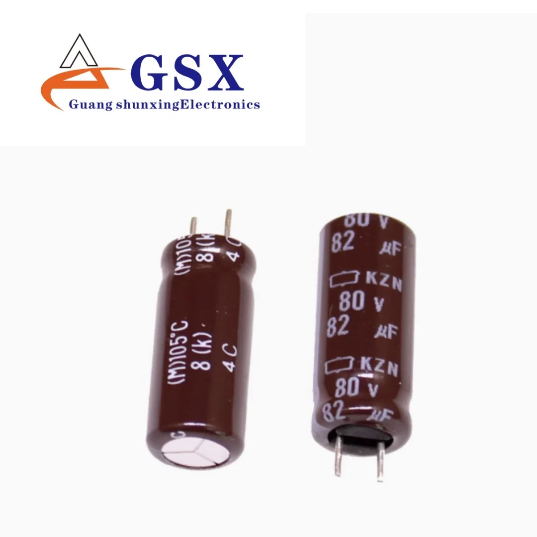 Brand new imported direct insertion aluminum electrolytic capacitor 80v82uf 8 * 20 Japanese Black Diamond KZN with long lifespan