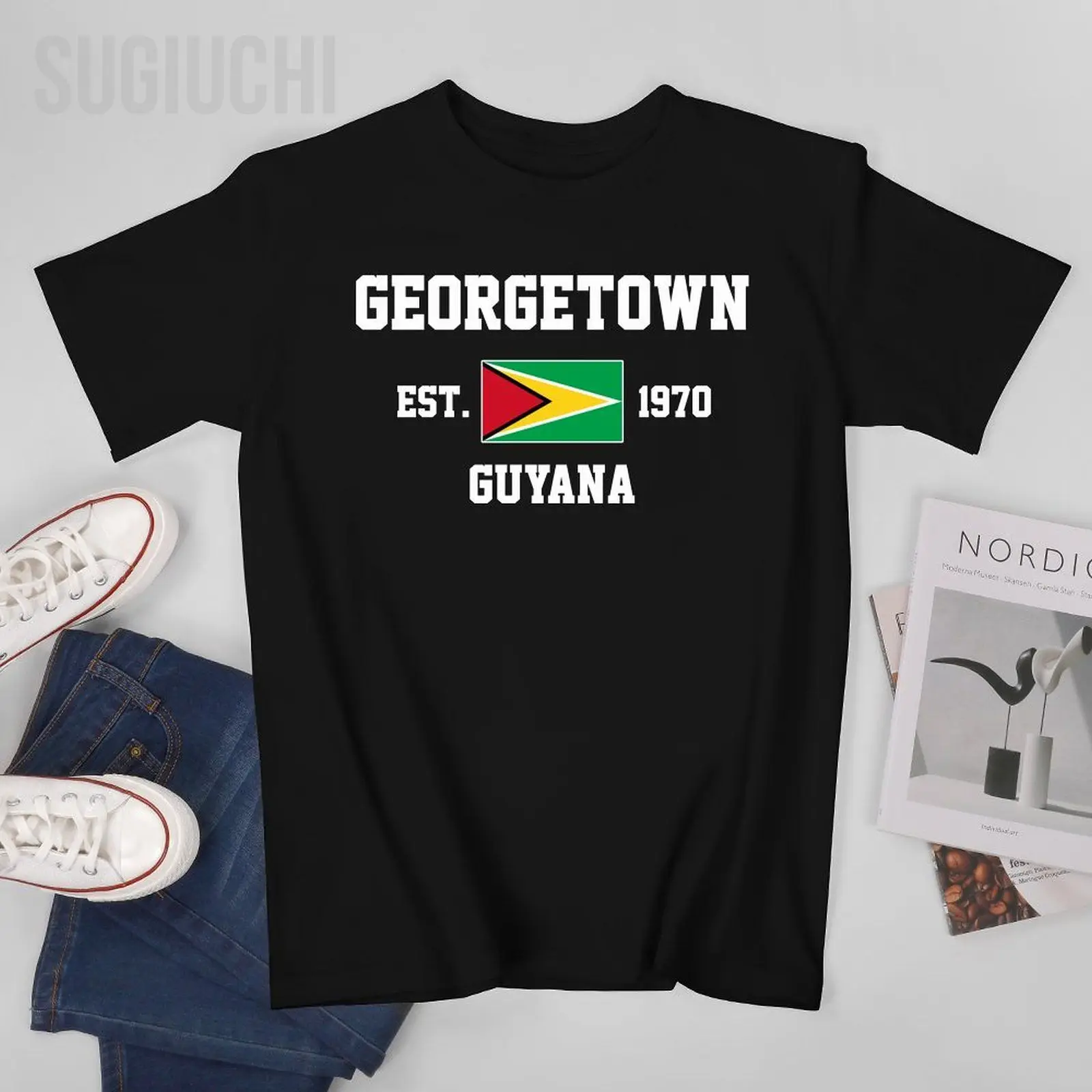 Patriotic Flag Guyana EST.1970 Georgetown Men Tshirt Tees T-Shirt O-neck T Shirts
