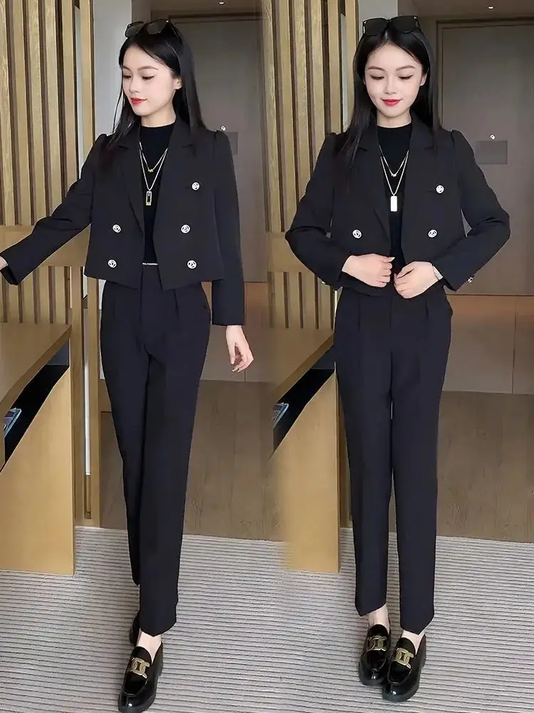 2024 Spring and Autumn Korean Edition New Women's Suit Set Fashionable and Advanced Long sleeved Suit Set Two Pieces