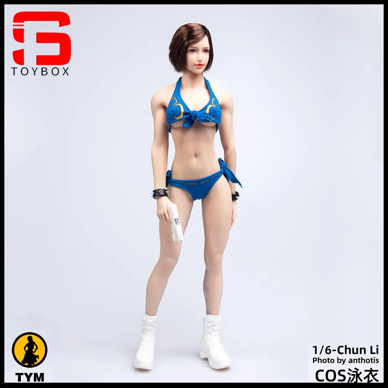 TYM045 1/6 Female Chunli Cosplay Clothes Set Sexy Swimsuit Underwear Bikini Bra Briefs Bracelet Shoes For 12'' Action Figure