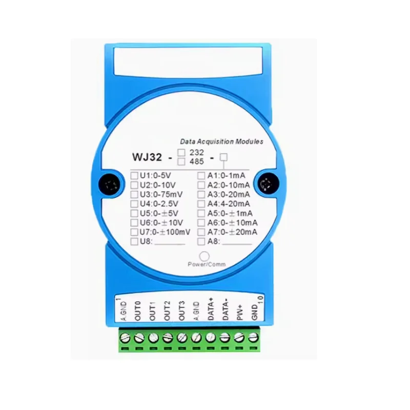 WJ32 WiFi to 4-20mA remote IO module 232/485 to 4-channel analog signal conditioning module