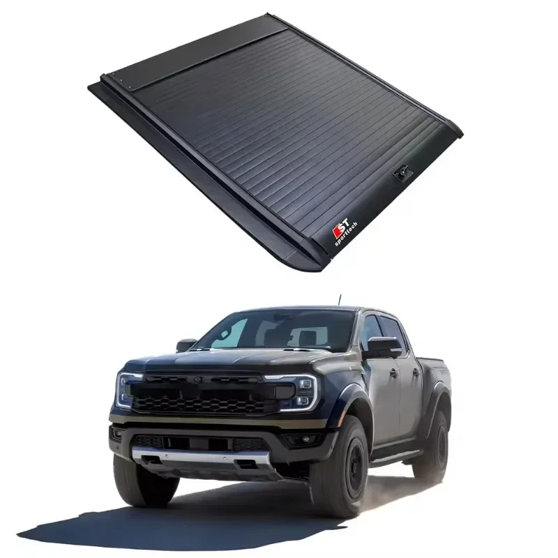 Hard Aluminum Alloy Retractable Waterproof 4X4 Roller Shutter Tonneau Bed Cover and Universal Roll Bar For ford ranger 2023