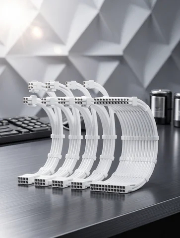JEYI PSU Extension Cable Kit-24Pin ATX + 8Pin EPS + 6+2Pin PCIe,18AWG Sleeved with Combs,Fit Universal Case Compatibility