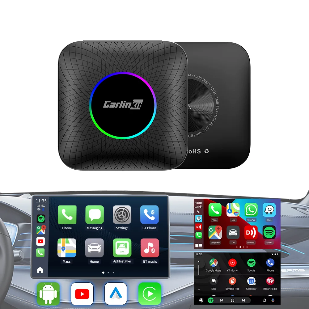 Carlink Tbox Ambient 8G 64Gb 128Gb Sm6225 inalámbrico Appl Android Auto adaptador de reproducción de coche Ai Box Android 13,0 Carplay para Youtube