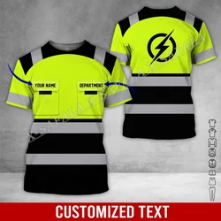 Camiseta con nombre personalizado para hombre, camisa con estampado 3D de Lineman Welder, camionero, mecánico, camión de electricista, uniforme de seguridad para Cosplay