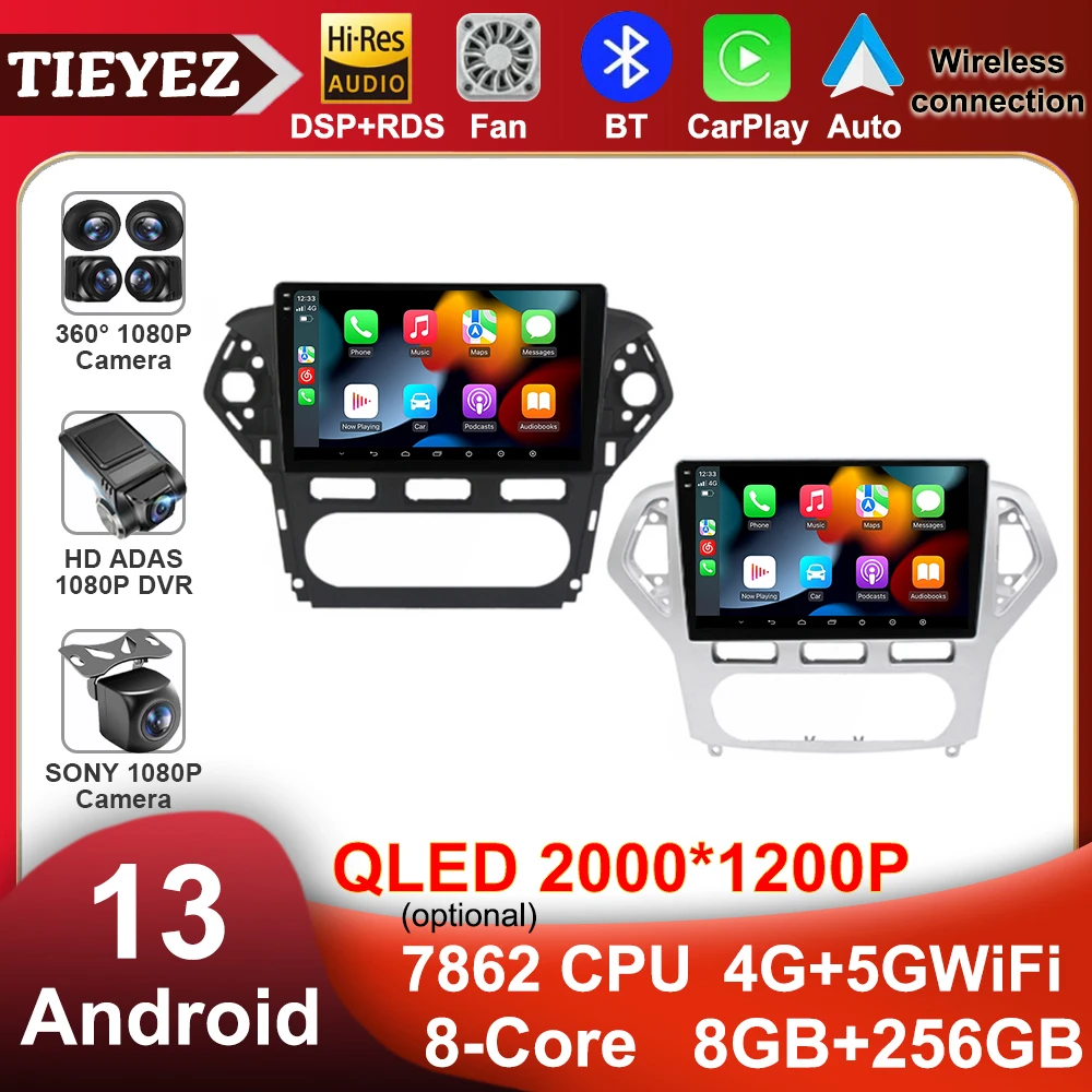 

9" Android 13 2K QLED Screen For Ford Mondeo 4 2010 - 2014 Car Radio Multimedia Video Player Navigation Navigation AutoRadio