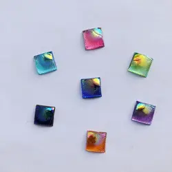 Diy 8mm Crystal AB Square Rhinestone Flatback Acrylic Crystal Stones Non Hotfix Scrapbook Strass Non Sewing Beads 100pcs