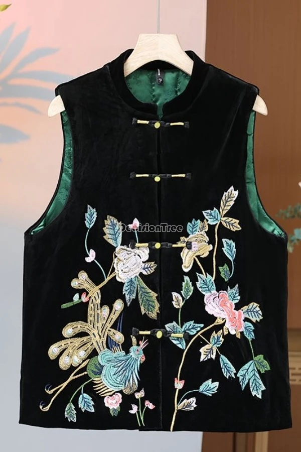 

Новая женская зимняя безрукавка в китайском национальном стиле 2025 года: традиционный хлопковый жилет-ципао на пуговицах свободного кроя