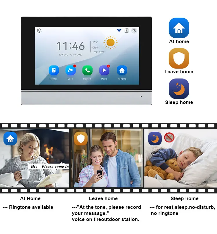 Tuya APP 7-calowy bezprzewodowy system wideodomofonowy Wi-Fi Smart IP z monitorem IP 2*1080p + 1 przeciwdeszczową kamerą dzwonkową