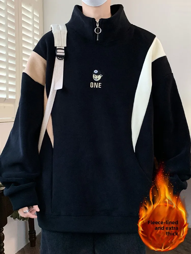

Oavel Fce Hoodie Men's Thiened Warmth Casual Zipper Sle Autumn Winter Cotton Polyester Blend Long Sve Sweatirt