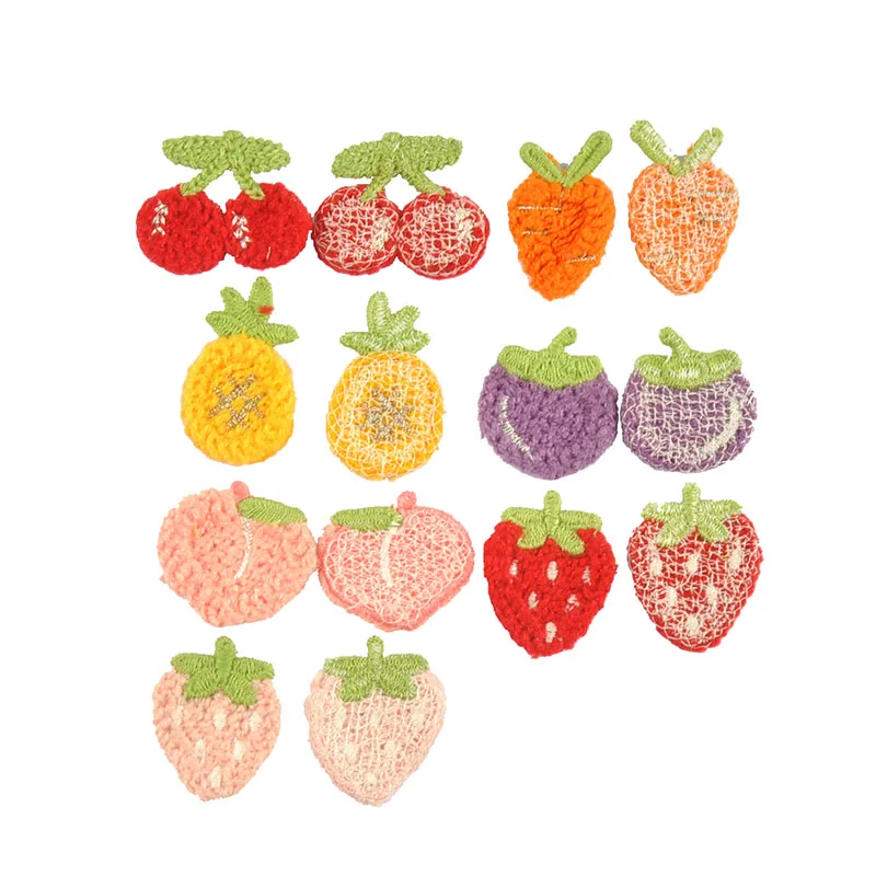 20pcs 25-32mm New Carrot/Strawberry/Cherry/Peach Clothes Patches For Sewing Accessories Lovely Appliques DIY Handmade Supplies