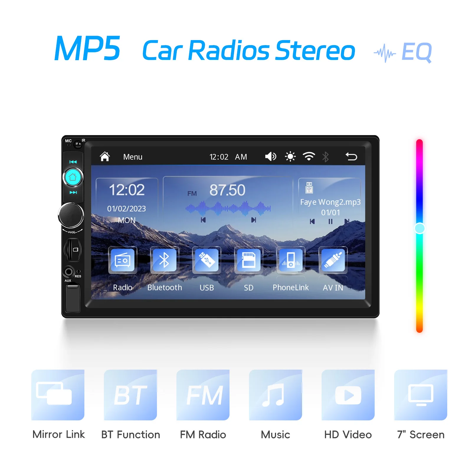 Hikity 1 Din CarPlay صوت السيارة أندرويد السيارات اللاسلكية مرآة ربط العالمي سيارة MP5 مشغل وسائط متعددة USB بلوتوث راديو FM EQ #2
