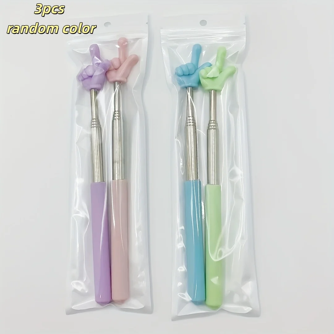 3pcs Random Color Classroom Teacher Pointer Sticks, Telescopic Classroom Teaching Finger-Pointing Sticks