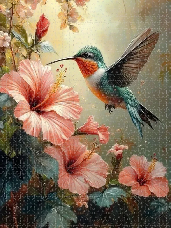 

75*50cm Adult 1000 Pieces Jigsaw Bird Animal Pink Flowers stress Reducing Toys Holiday gift Perfect for DIY Creative Fun