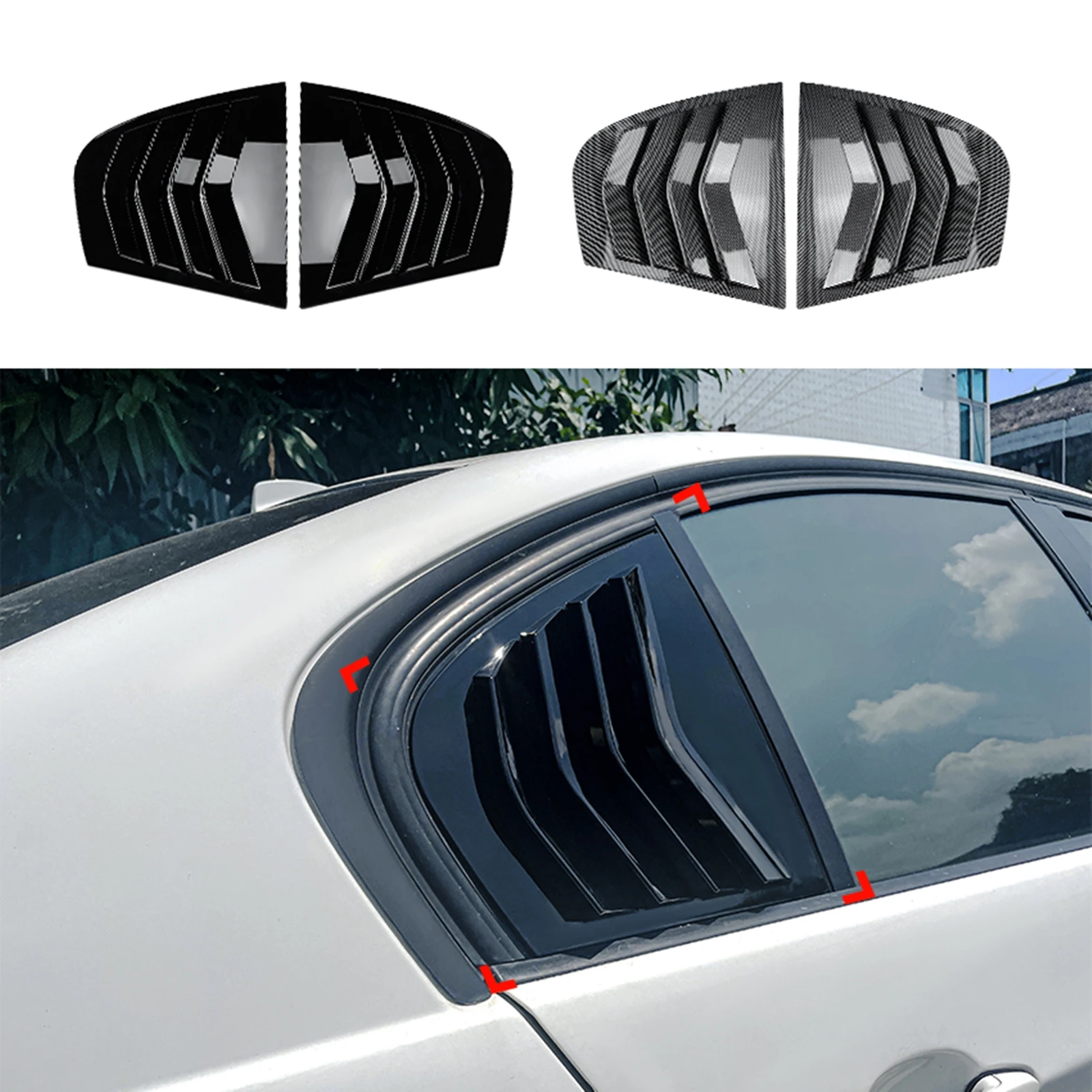 

2 Pieces Car Side Window Louver Shutter Trim Cover Sunshade Windshield For BMW 3 Series E90 320i 330i M3 2005-2011