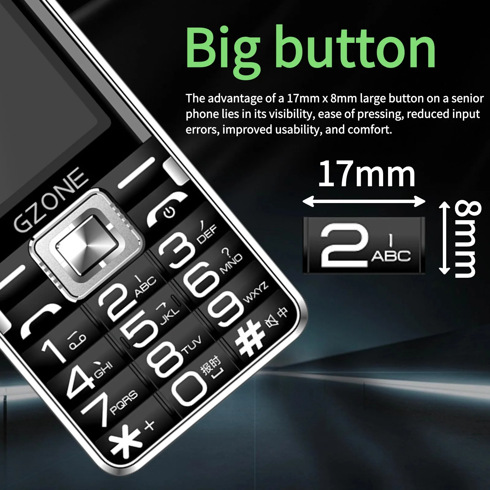 Durable Senior Mobile Phone Quick Dial Big Display Battery Loud Sound Two Flashlight Black List Elderly Large Button Cellphone