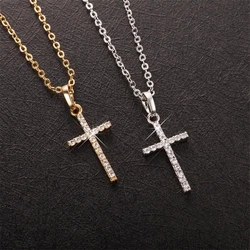 Fashion Women's Cross Pendant Gold Zircon Inlaid Jesus Cross Pendant Necklace Jewelry for Men/Women Jewelry Gifts