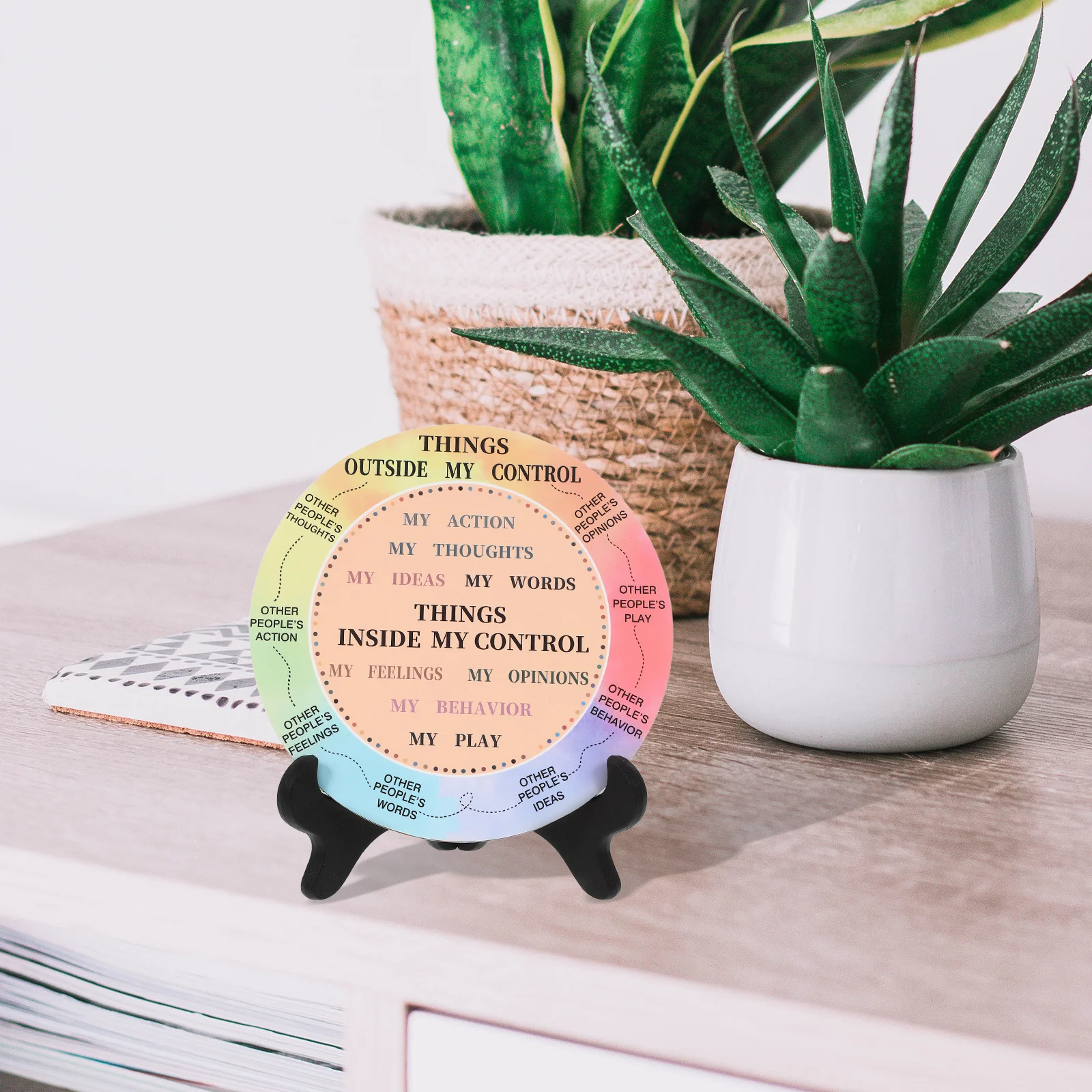 วงล้ออารมณ์หลากสี 2 ชิ้น ของตกแต่งสำนักงาน วงล้ออารมณ์ แผนภูมิอารมณ์ ของตกแต่งตั้งโต๊ะ ของประดับอารมณ์