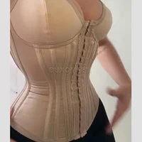 Fajas Colombianas de modelado para mujer, Tanga sin costuras, moldeador de cuerpo con huesos de pescado, doble compresión, corte ajustado, Crosets, Tops moldeadores