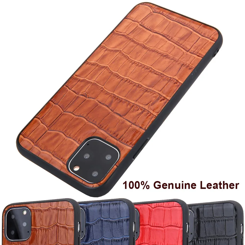 

Genuine Leather Case For Iphone 11 Pro Max Luxury Crocodile 360 Soft Bumper For Iphone11 Pro Max Case For Iphone Xr Xs Max Cover