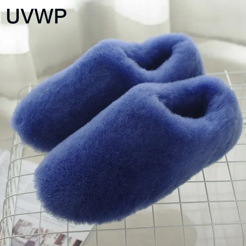 Flip Flops Winter Home Slippers for Women  Natural Fur Warm Wool Home Shoes Indoor Floor Slippers Home Casual Shoes