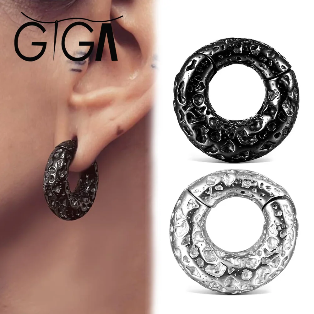 

Giga 1/2PCS Vintage Meteorite Ear Weights Hanger Expander for Earlobe Stainless Steel Piercing Gauges Body Jewelry 2g(6mm)