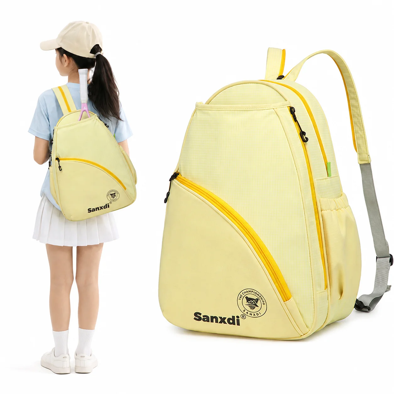 kids-tennis-racket-backpack-with-shoe-compartment-canvas-sports-storage-bag-for-badminton-pickleball-boys-girls-training
