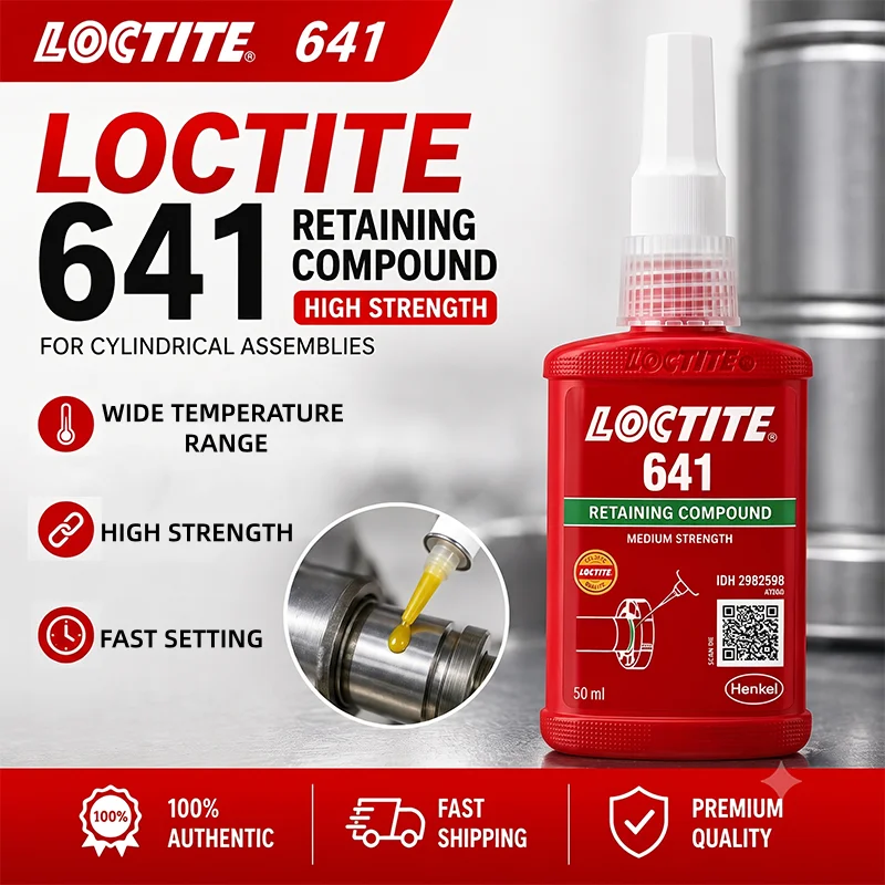 Loctite 641 Yellow Anaerobic Threadlocker Medium Strength 50ml Retaining Compound Sealant for Industrial Use