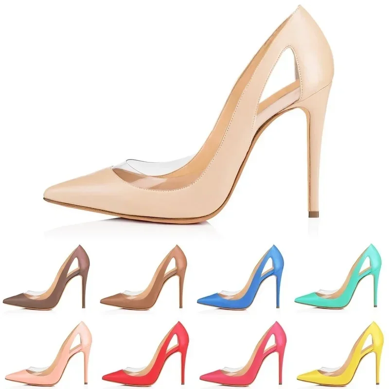 New Women Sexy Pumps Stilettos Fashion PVC Transparent Pointed Toe High Heels Ladies Thin Heels Party Dress Wedding Prom Shoes