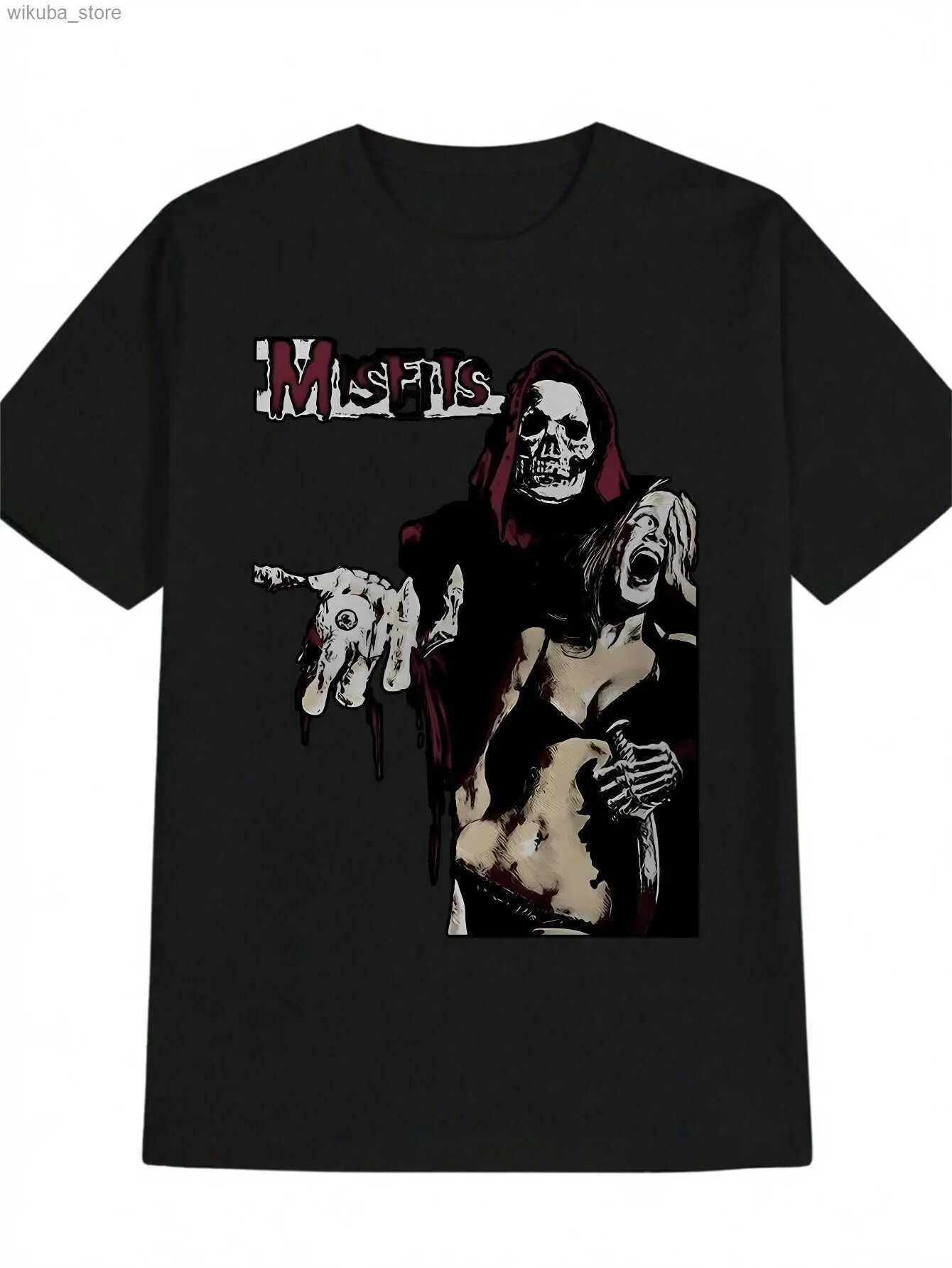

Misfits Rock Band Pattern T Shirt Mens Black Casual Crew Neck Short Slve One Misfits Ride Johnny Ride Pattern T Shirt