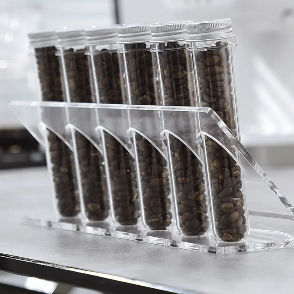 Coffee Bean Storage Dispaly Rack Acrylic Transparent Coffee Bean Storage Tubes Coffee Bean  Single Dose Container Coffeeware