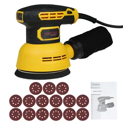 5-Inch Random Orbital Sander 12000RPM 6 Variable Speed Sander Machine with 15Pcs Sandpapers for Woodworking