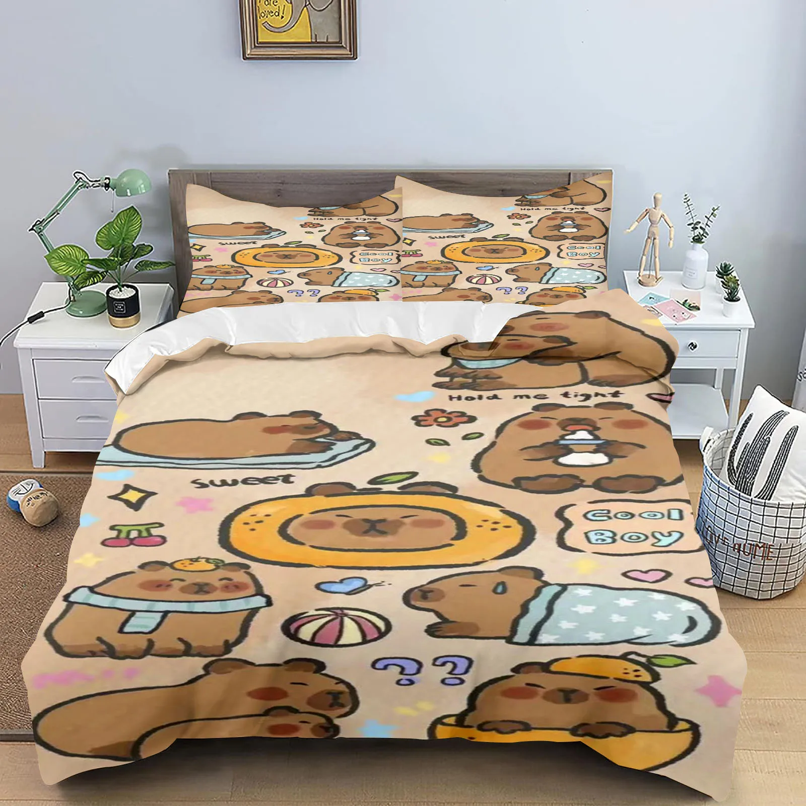 Capybara Cute Quilt Cover Home Guinea Pig New Design Decor Comfortable Set Teenager Children Soft Bedding