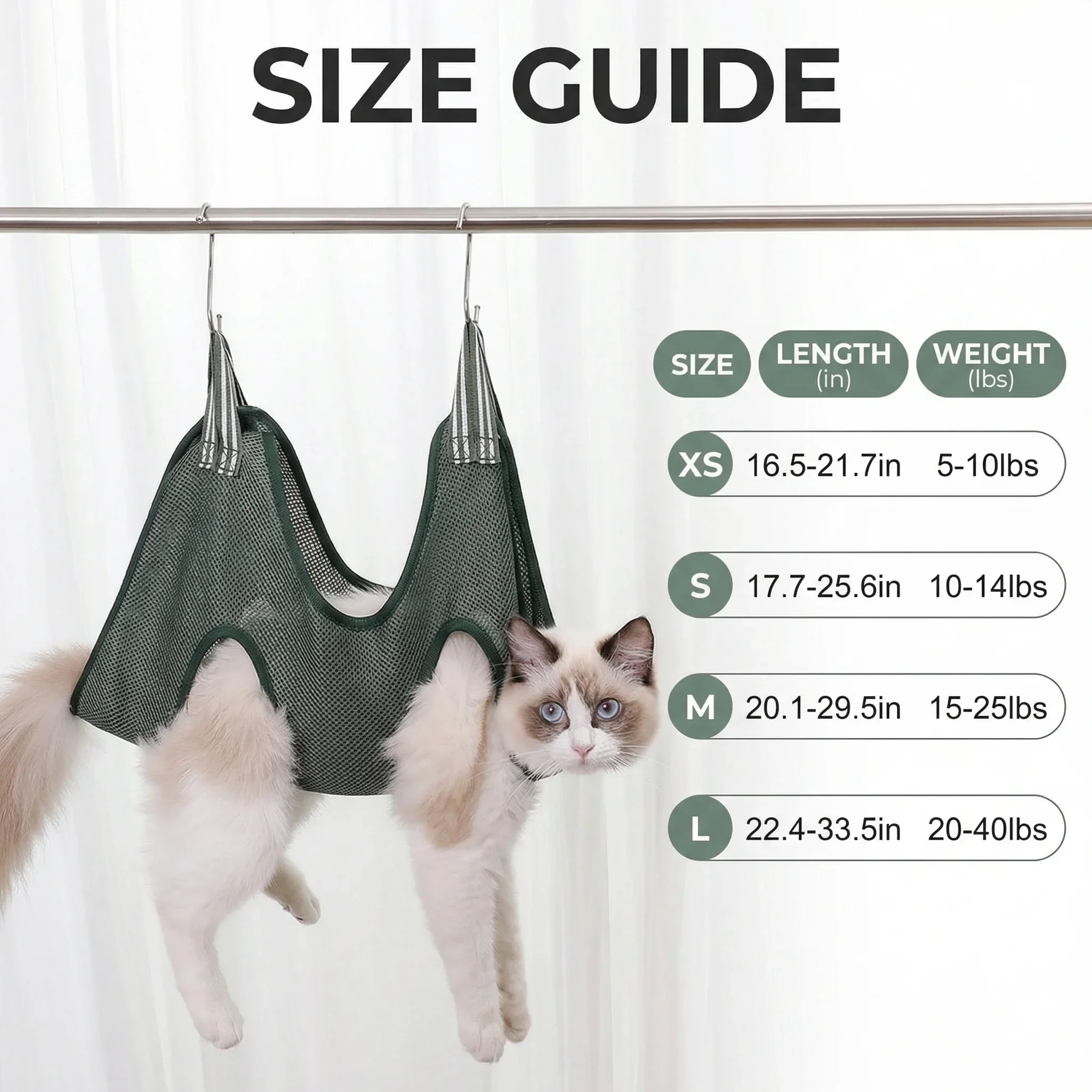 Breathable Mesh Pet Cat Grooming Hammock Hanging Sling Restraint Bag for Cat Nail Trimming Bath Grooming Helper