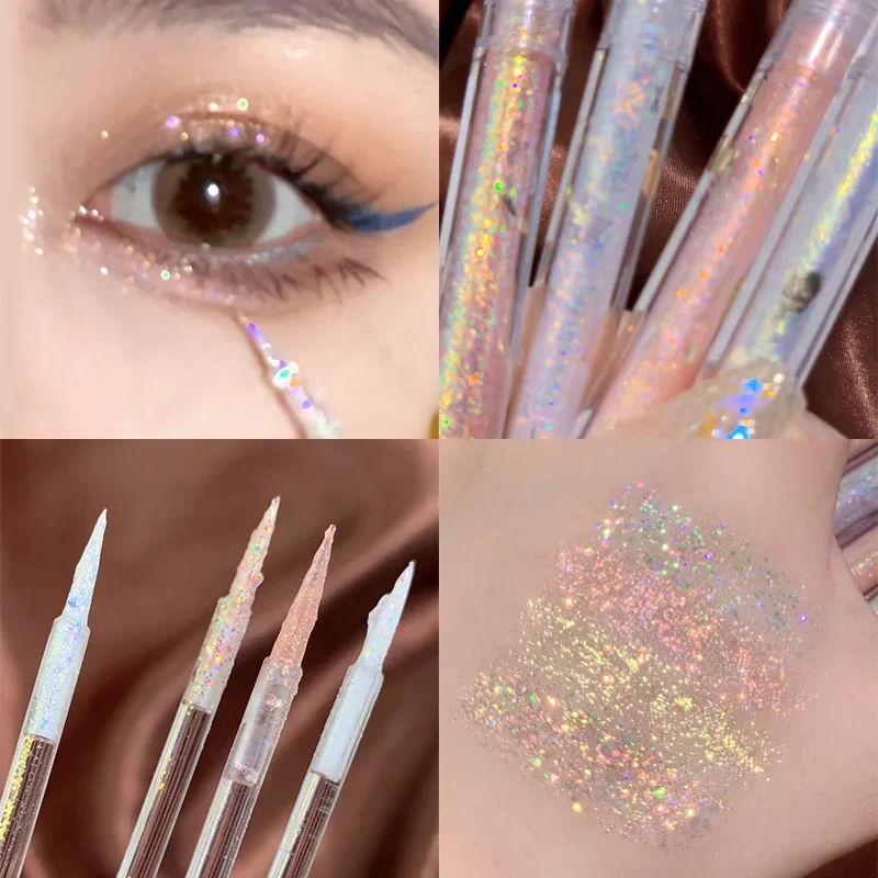 Glitter Sequins Liquid Eyeshadow Highlighter Waterproof Pearlescent Shiny Diamonds Eyeliner Lying Silkworm Eyes Makeup Cosmetic