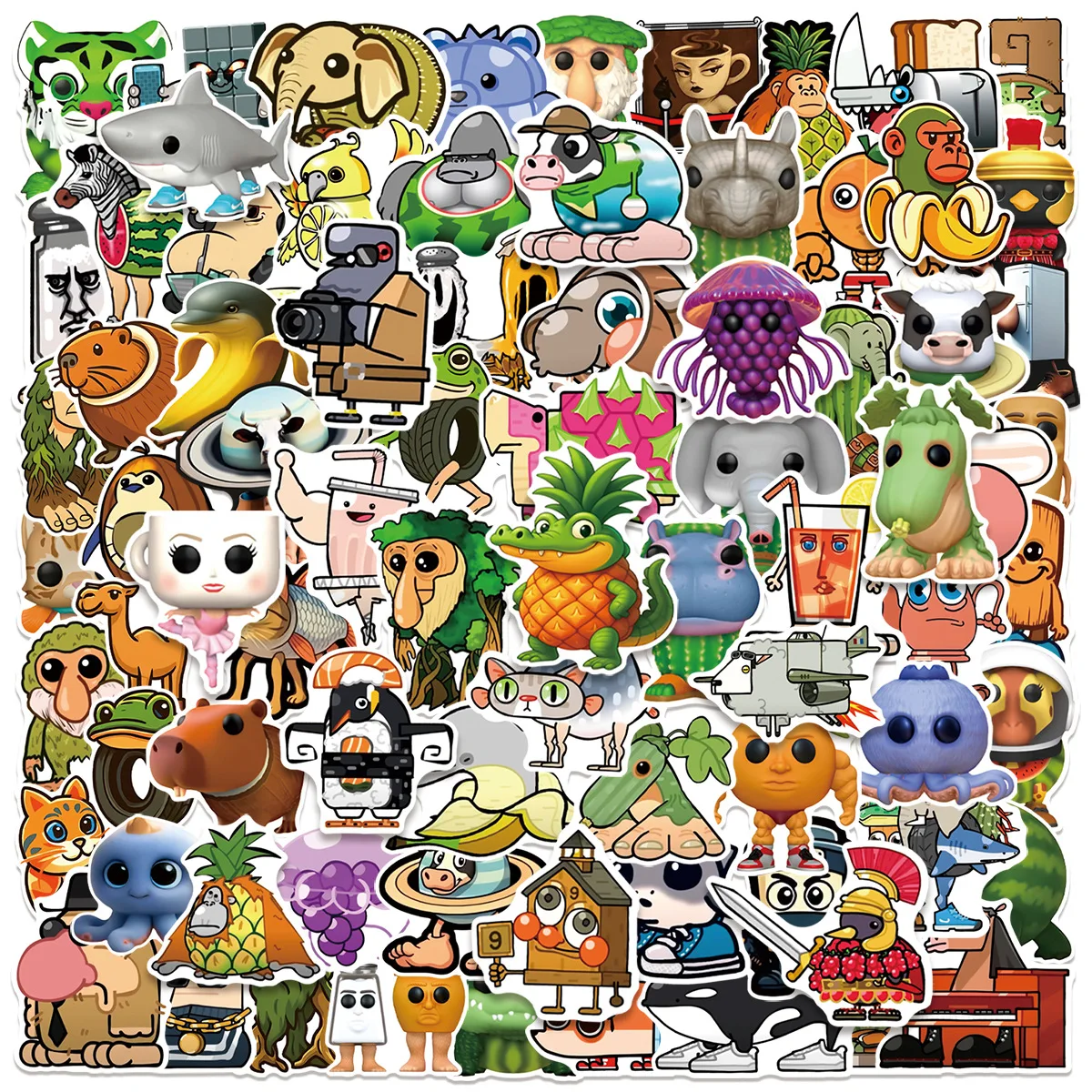 110PCS Classic of Mountains and Rivers Stickers Decals for Phone Laptop Notebook Suitcase Guitar DIY Cartoon Aesthetic Stickers
