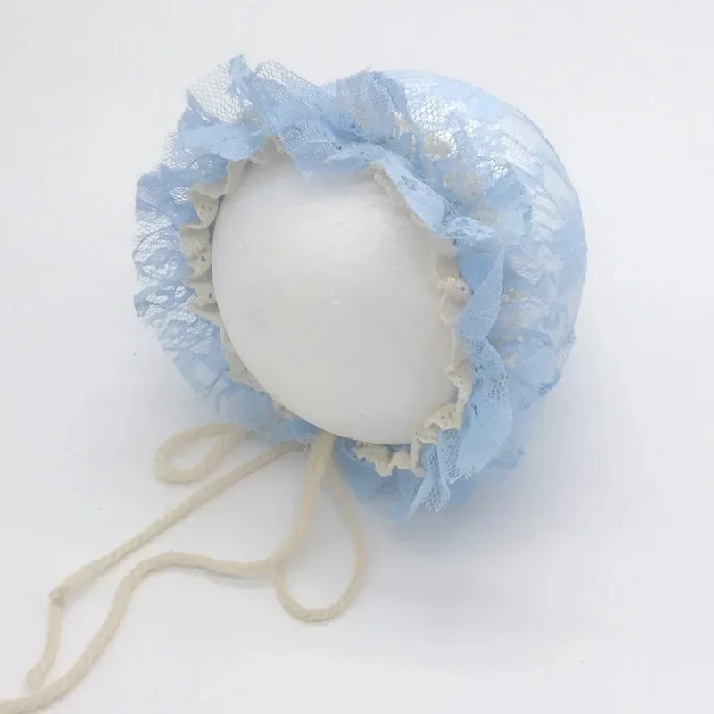 Newborn Photography Accessories Fotografie  Soft Cute Solid Color Crochet Lace Lace-Up Flowers Cap Baby Photo Shooting Props Hat