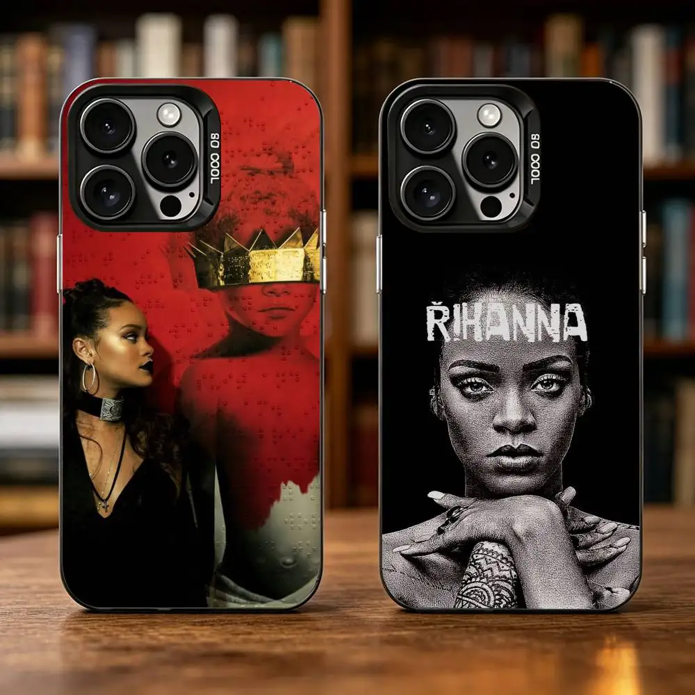 R-Rihanna S-Singer Phone Case For iPhone 18 17,16,15,14,13,12,Plus,Pro Max,XS,Colorful Silver Black Cover
