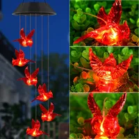 Wind Chime Light Solar Light Outdoor IP44 Waterproof Angel Red Bird Hummingbird Wiring Free Lawn Light Garden Decoration Gift