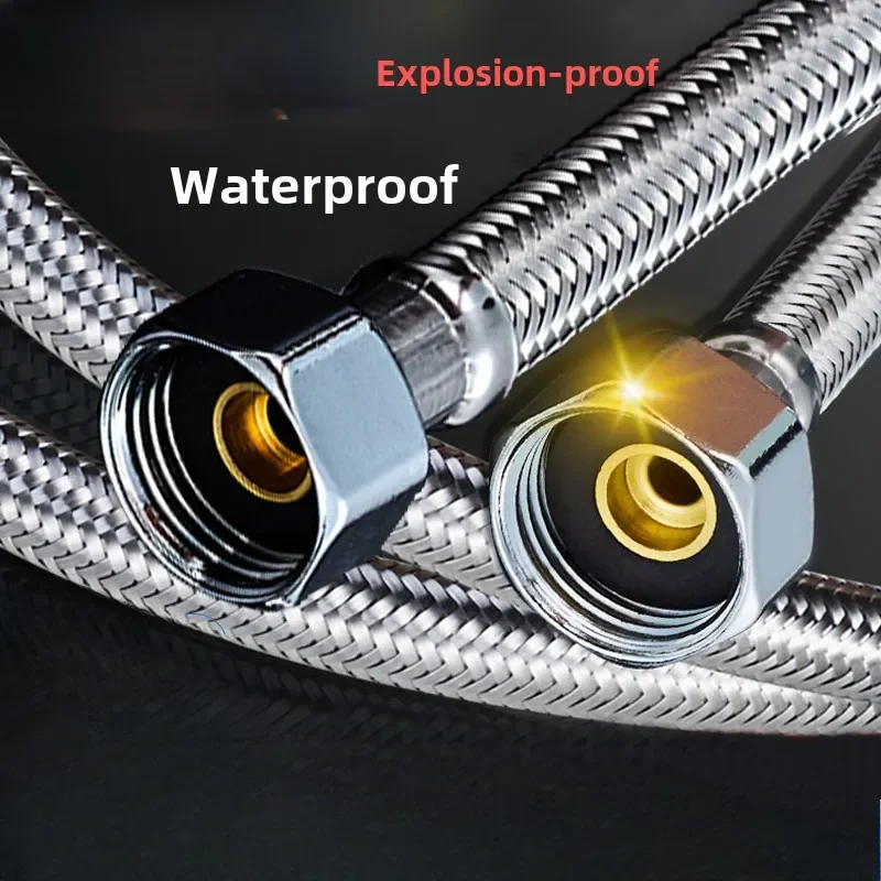 Water inlet hose 304 stainless steel water heater hot and cold water double head hose