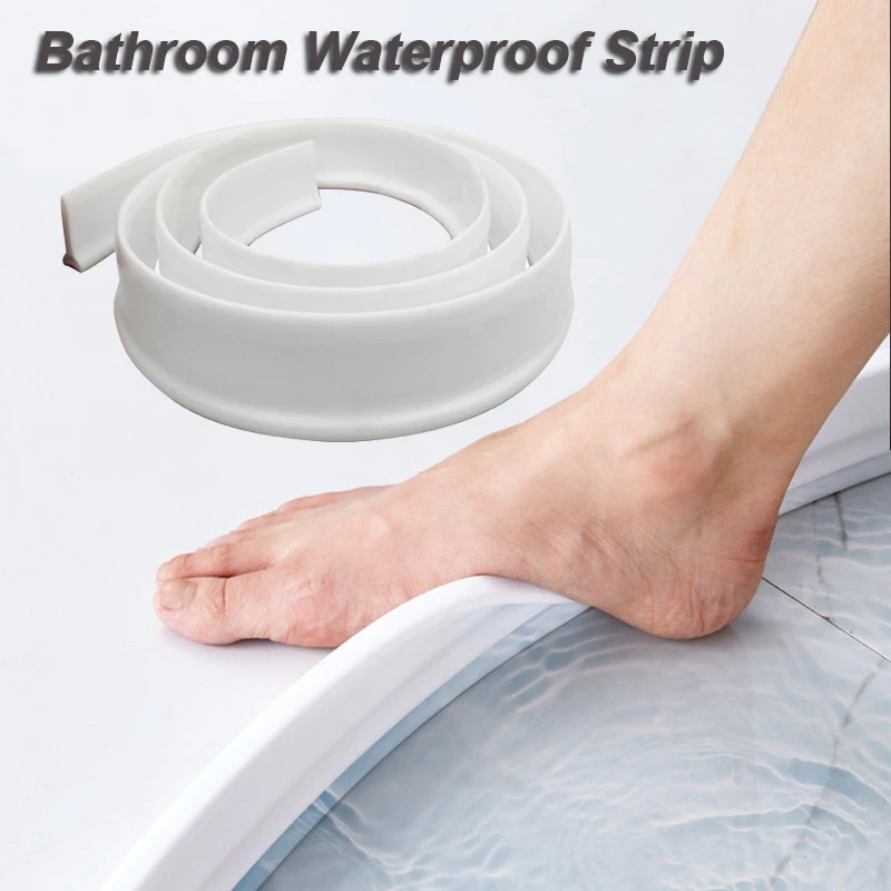 

2M Silicone Waterproof Strip Bathroom Water Stopper Non-slip Dry And Wet Separation Flood Barrier Door Bottom Sealing Strip