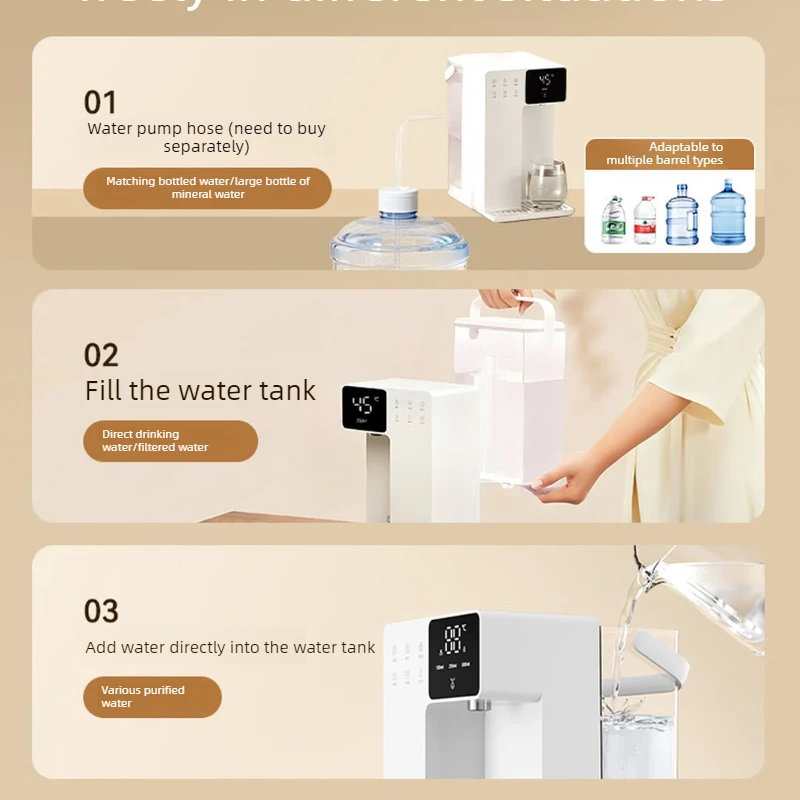 Instant Hot Water Dispenser, 3.2L Countertop Water Heater with 6 Temperature Settings and Space-Saving Design for Hot Drinks