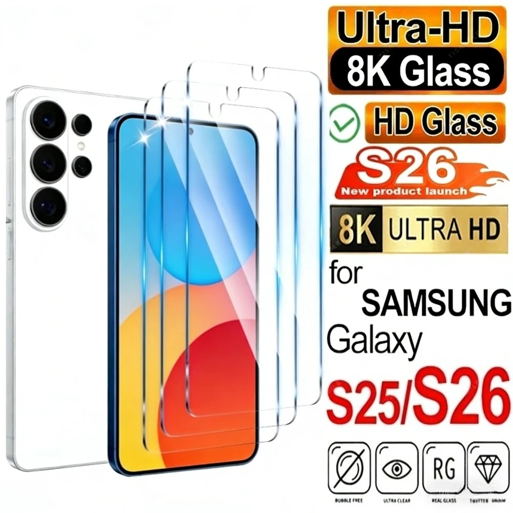 

3 шт. ультрапрозрачное закаленное стекло для Samsung Galaxy S26 S25 S24 Ultra S23 S22 S21 Plus S26 S25 Edge, защитная пленка от царапин