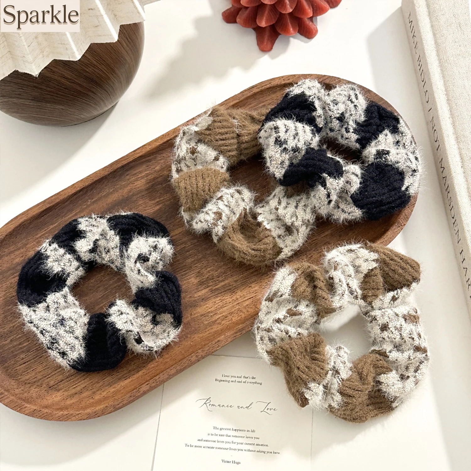 French Retro High-End Coarse Woolen Striped Headband Large Intestine Knitted Fabric Temperament Autumn Winter Accessory