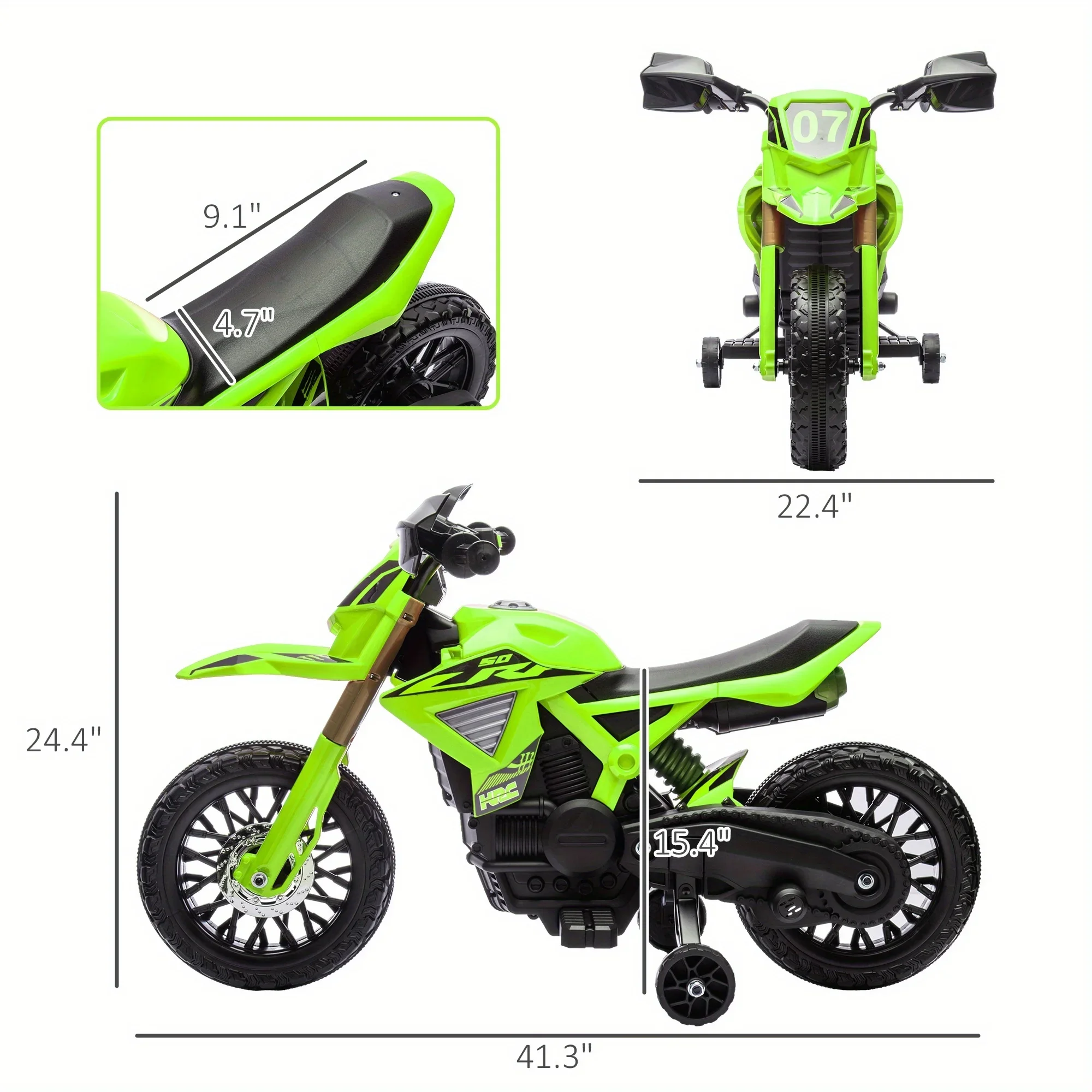 Motocicleta para niños, moto de cross con batería de 6 V con ruedas de entrenamiento, bocina y sonido de arranque, moto eléctrica para niños de 3 a 8 años