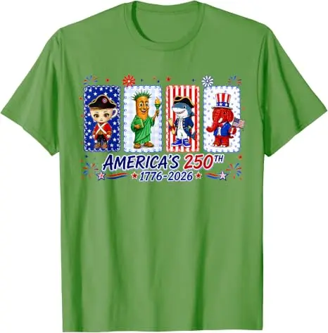USA 250th Anniversary Tung-Tung-Tung Sahur Brainrot 4th July T-Shirt Y2k Cute Italian Brainrot Boys Fashion US Flag Graphic Tees – Detail 4